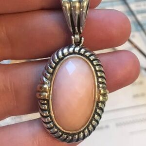 Pink Agate Sterling Silver and 18kt yellow gold pendant